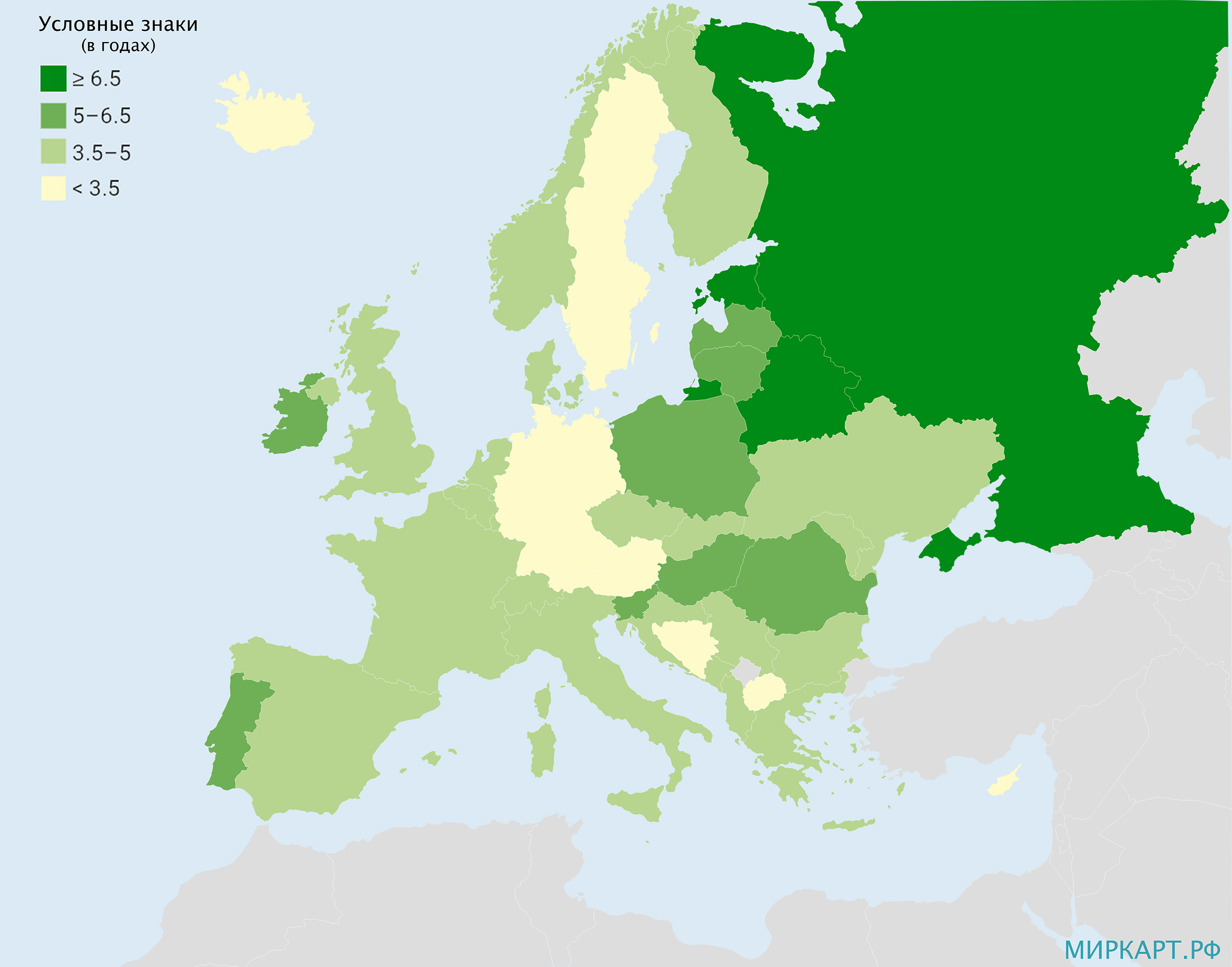 Рост продолжительности жизни в странах Европы в период 2000-2019 гг.